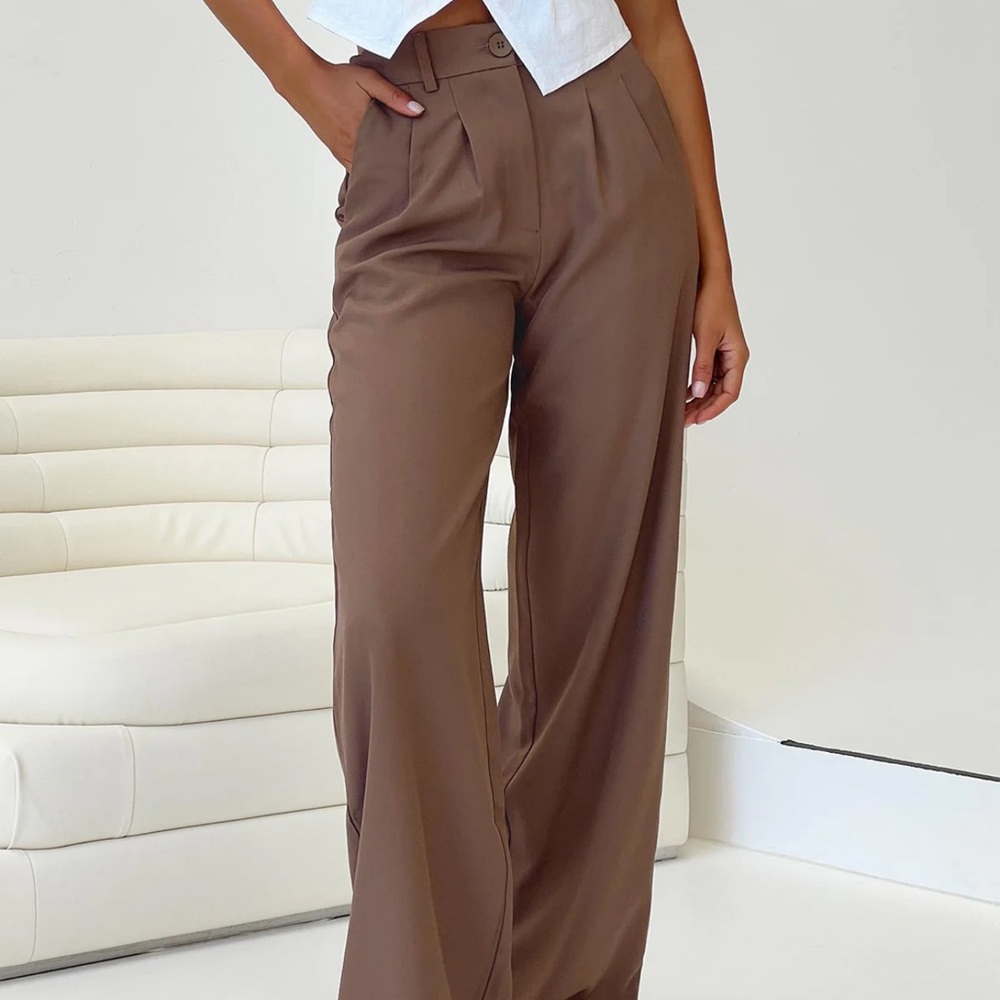 Princess Polly Brown Straight Leg Pants